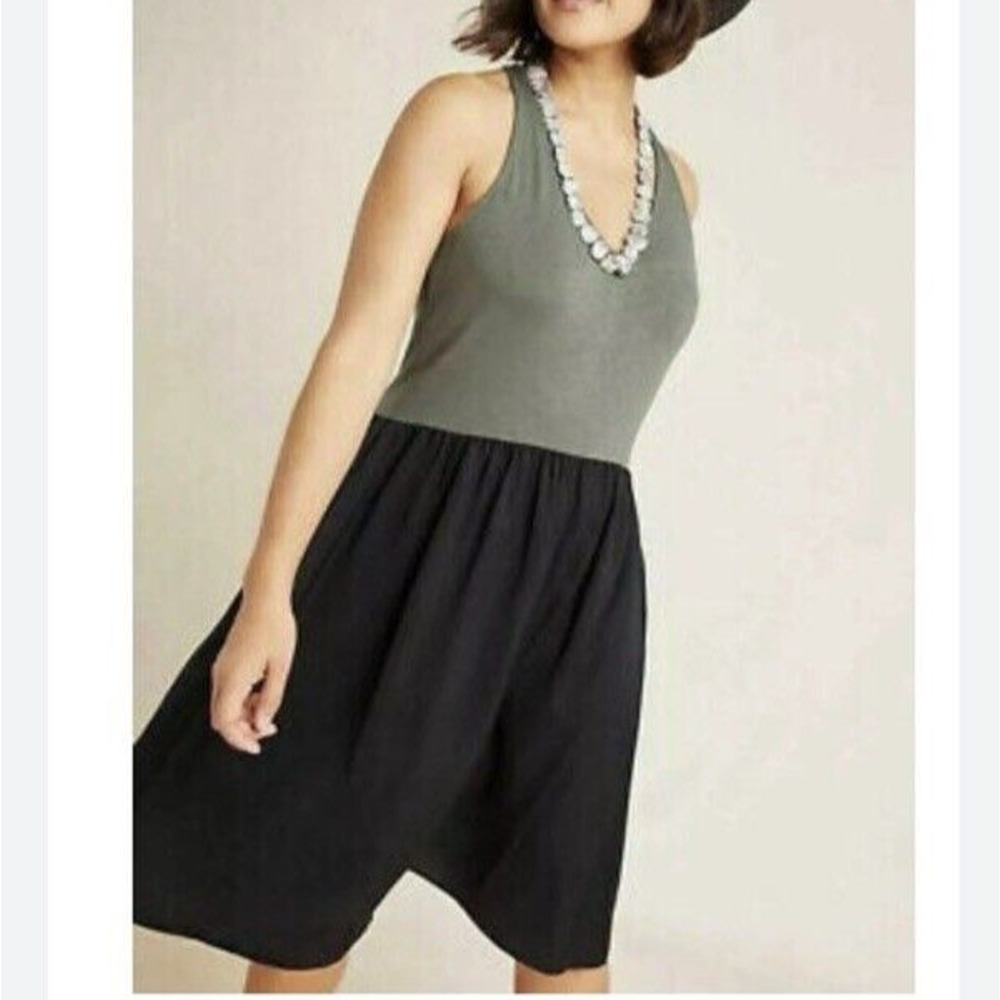 Anthropologie Asymmetrical Dress in Olive and Black